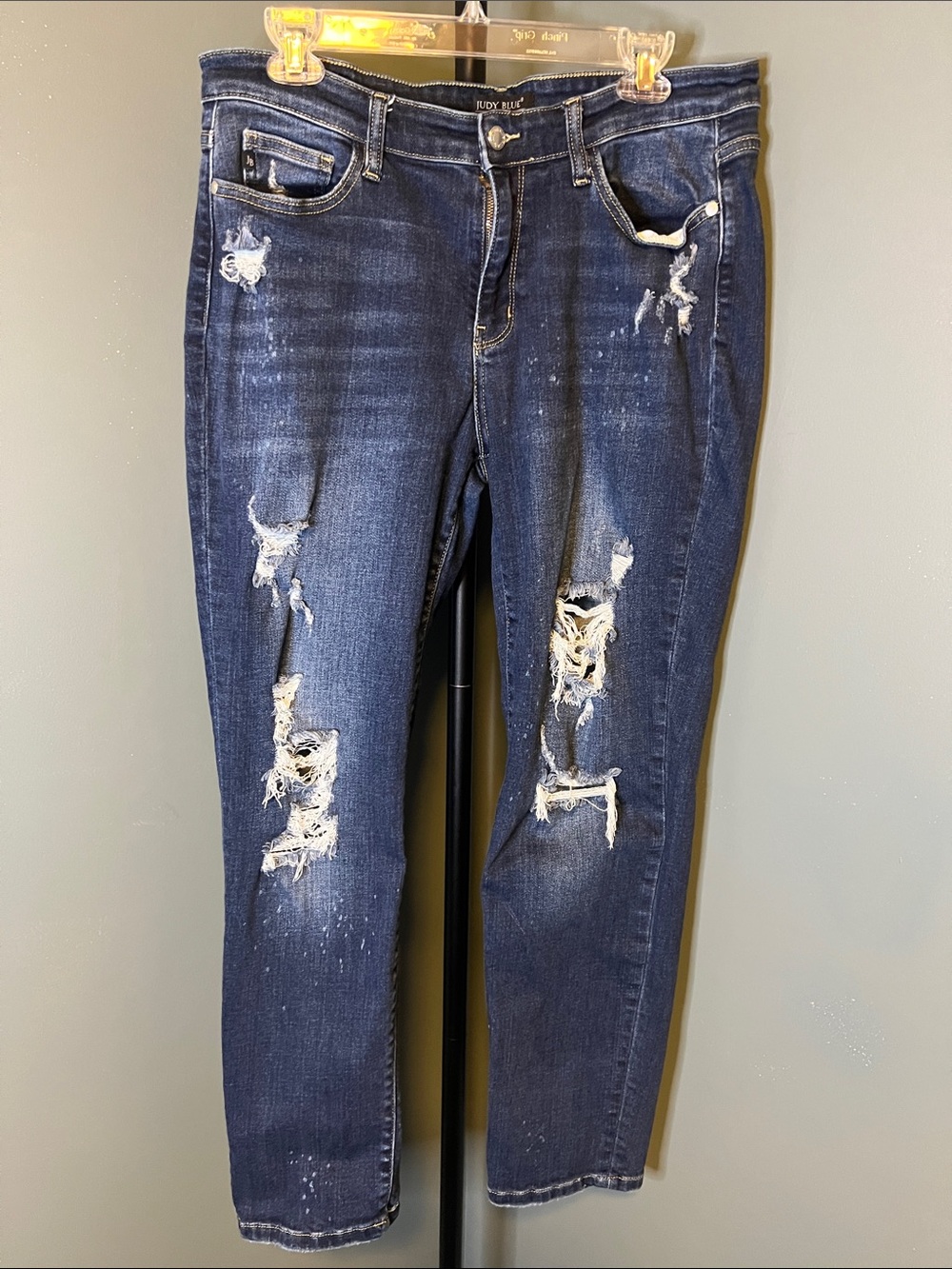 Judy Blue Dark Washed Distressed Skinny Jeans